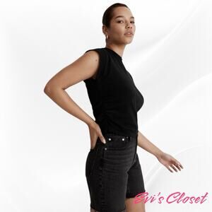 Madewell Side Cinch Muscle Tee Women's XXS  Cap Tank T Shirt Black NWT #NJ 787